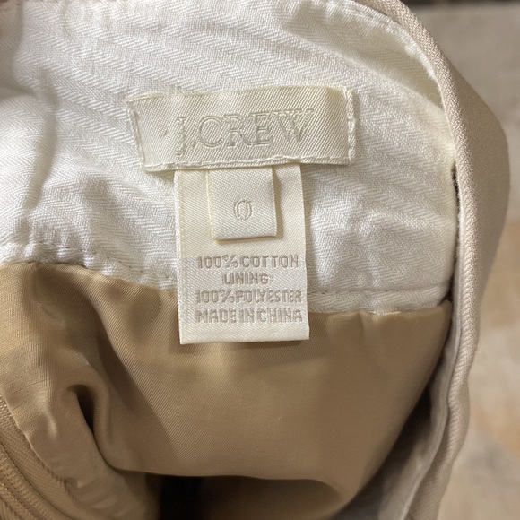 J Crew Pencil Skirt Tan 100% Cotton Fully Lined Size 0 21325 - Picture 3 of 4